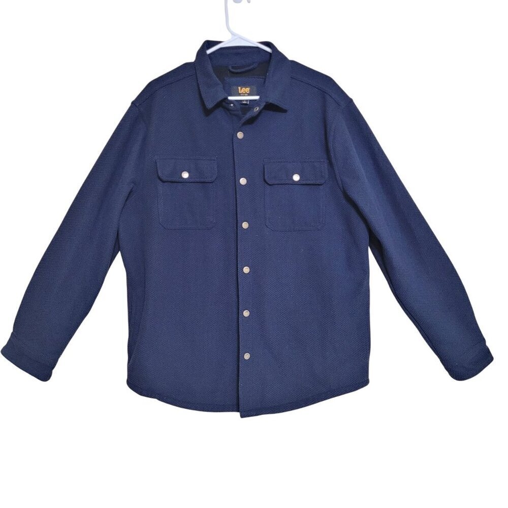Lee Mens Regular Fit Navy‎ Button-Up Shirt Jacket w/side pockets